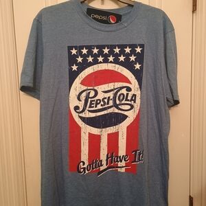 Pepsi Vintage Blue Tee with Red and White Graphic